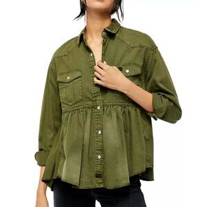 Free People Dylan Cotton High/Low Peplum Jacket
